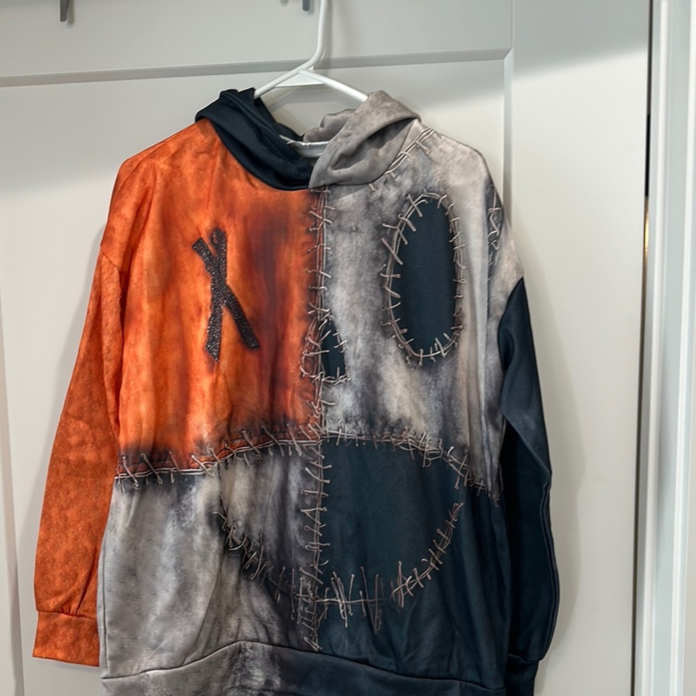 Patchwork Hoodie with Bold XO Design